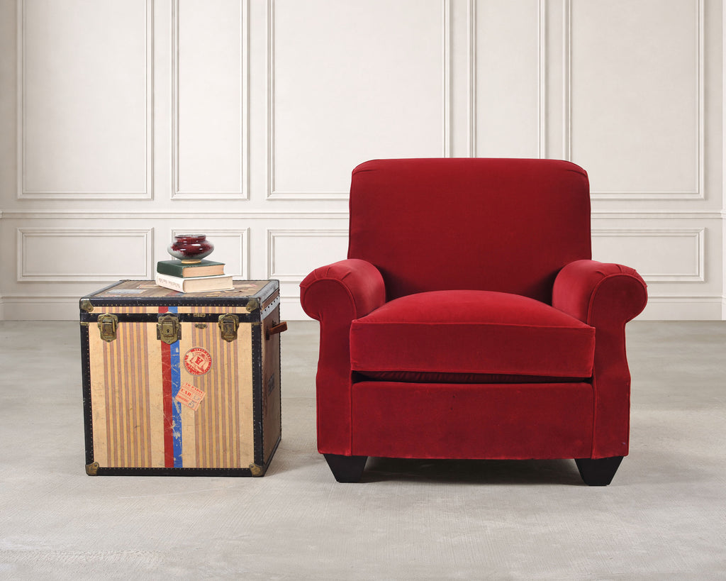 Ralph Lauren London Club Lounge Chair in Italian Red Velvet