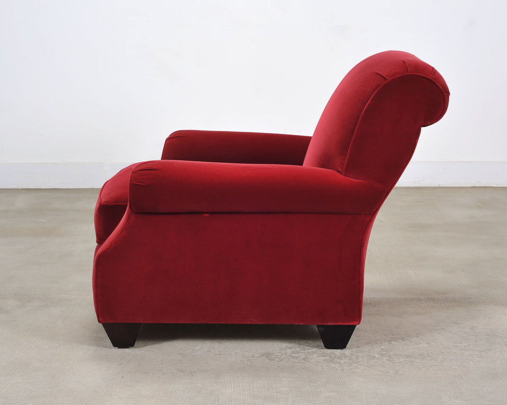 Ralph Lauren London Club Lounge Chair in Italian Red Velvet
