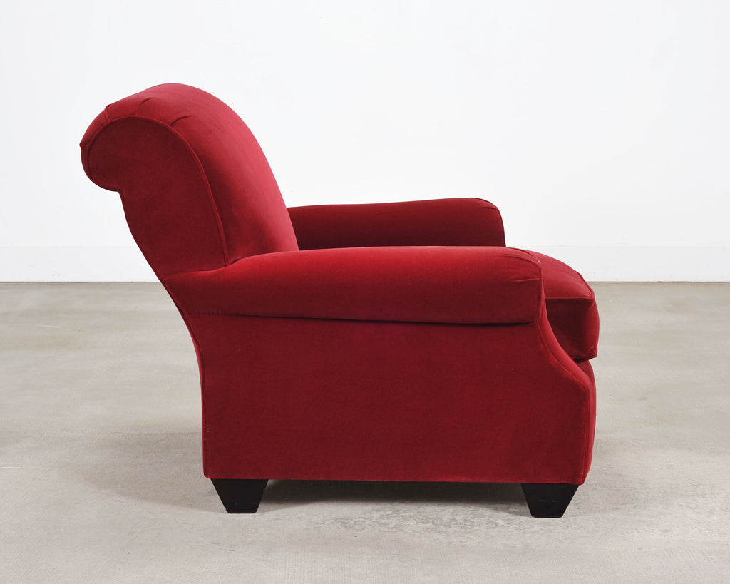 Ralph Lauren London Club Lounge Chair in Italian Red Velvet