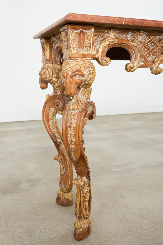 Italian Baroque Style Marble Top Console Table