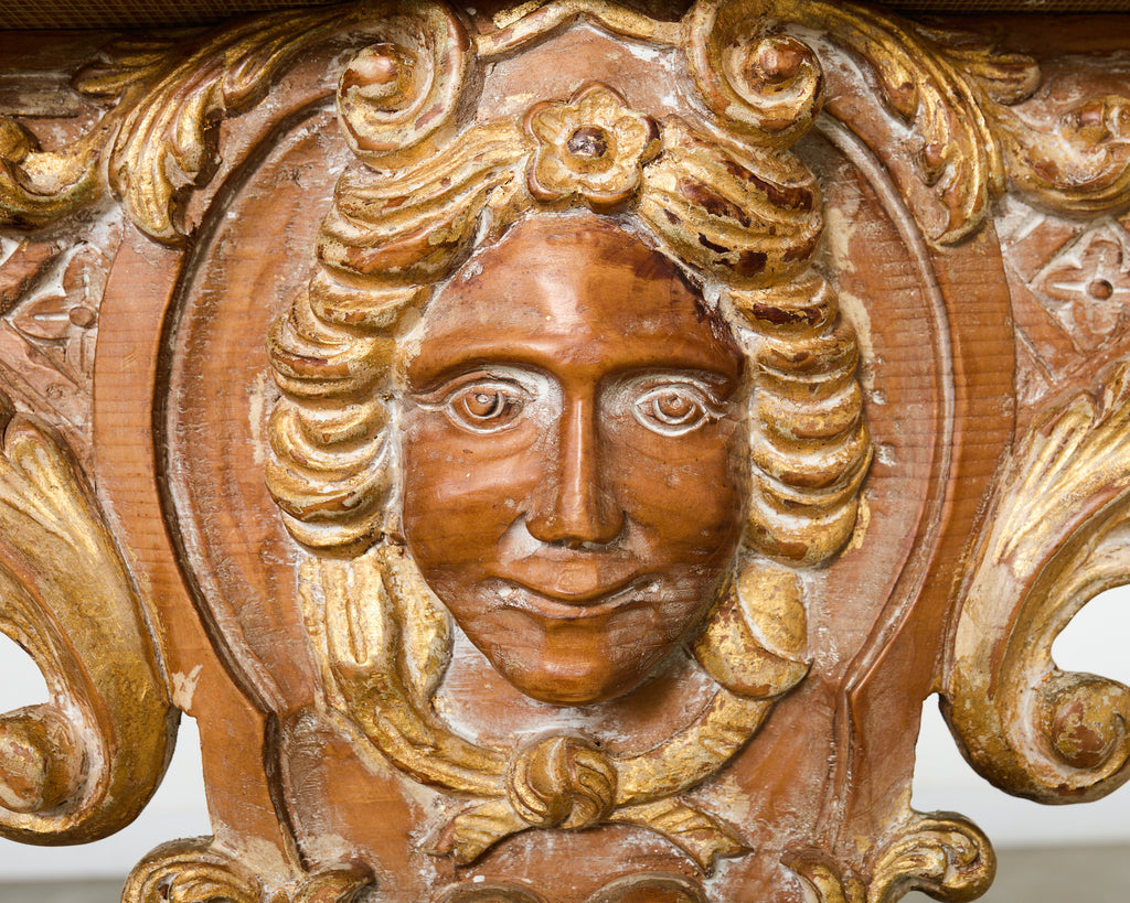 Italian Baroque Style Marble Top Console Table