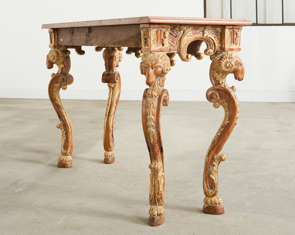Italian Baroque Style Marble Top Console Table
