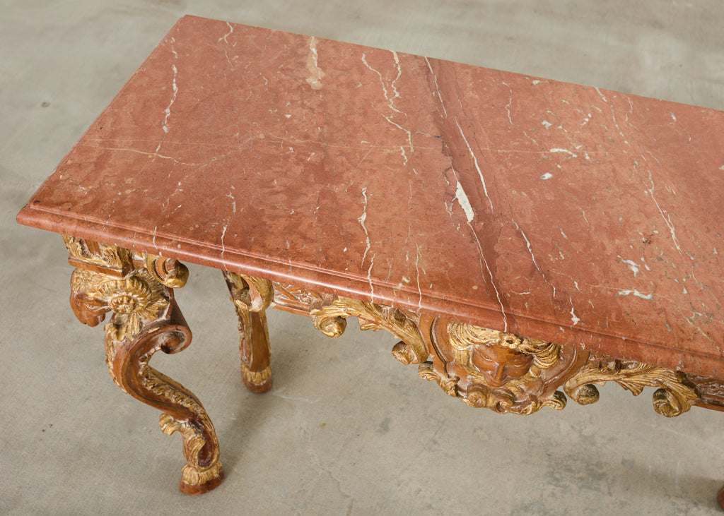 Italian Baroque Style Marble Top Console Table