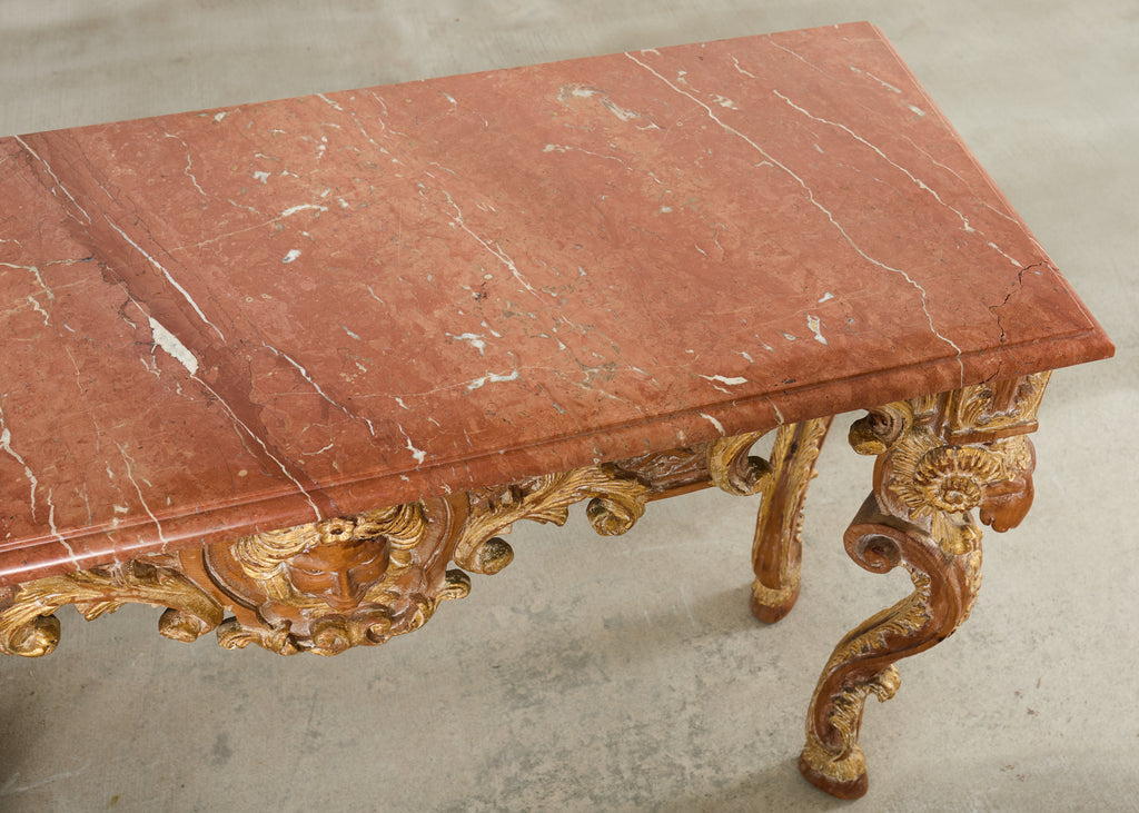 Italian Baroque Style Marble Top Console Table