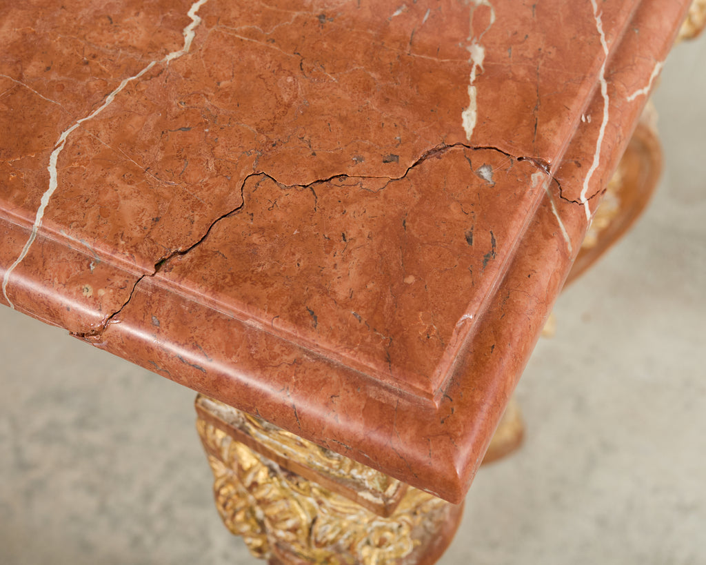 Italian Baroque Style Marble Top Console Table