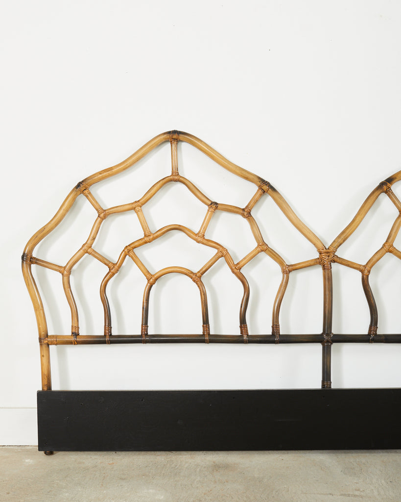 Organic Modern McGuire Style Rattan Double Headboard