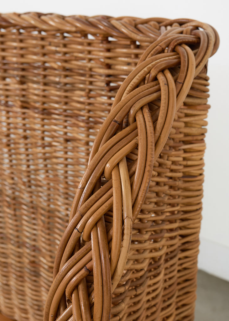 Pair of Organic Modern Woven Rattan Wicker Wingback Headboards