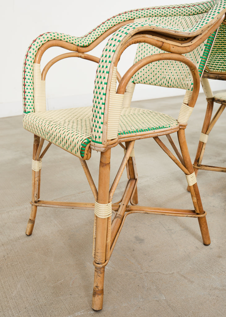 Pair of Maison Gatti Haussman Rattan Braided Bistro Armchairs