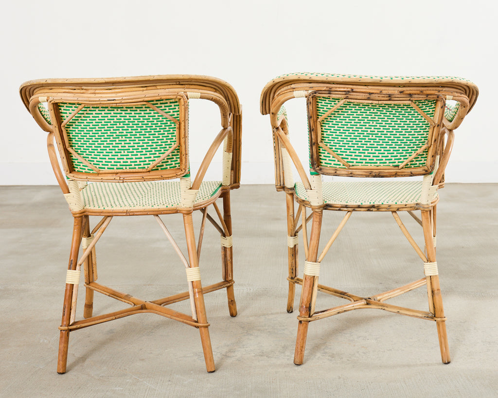 Pair of Maison Gatti Haussman Rattan Braided Bistro Armchairs