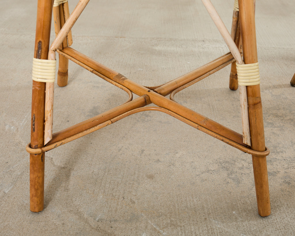 Pair of Maison Gatti Haussman Rattan Braided Bistro Armchairs