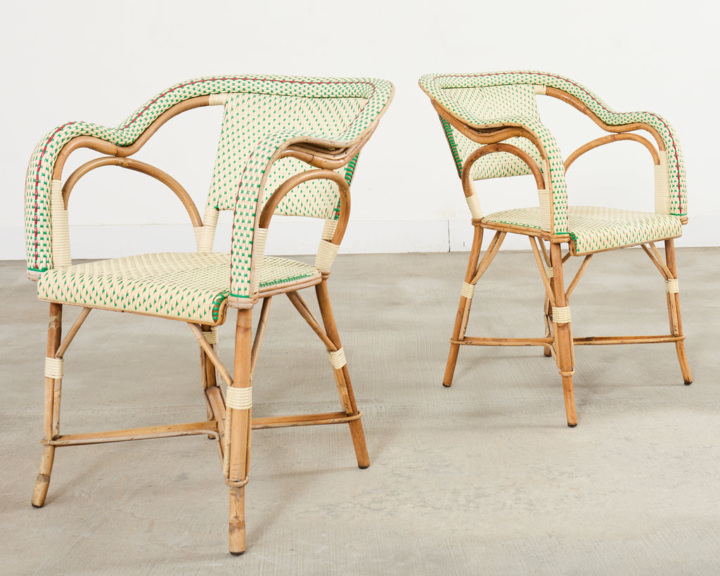 Pair of Maison Gatti Haussman Rattan Braided Bistro Armchairs
