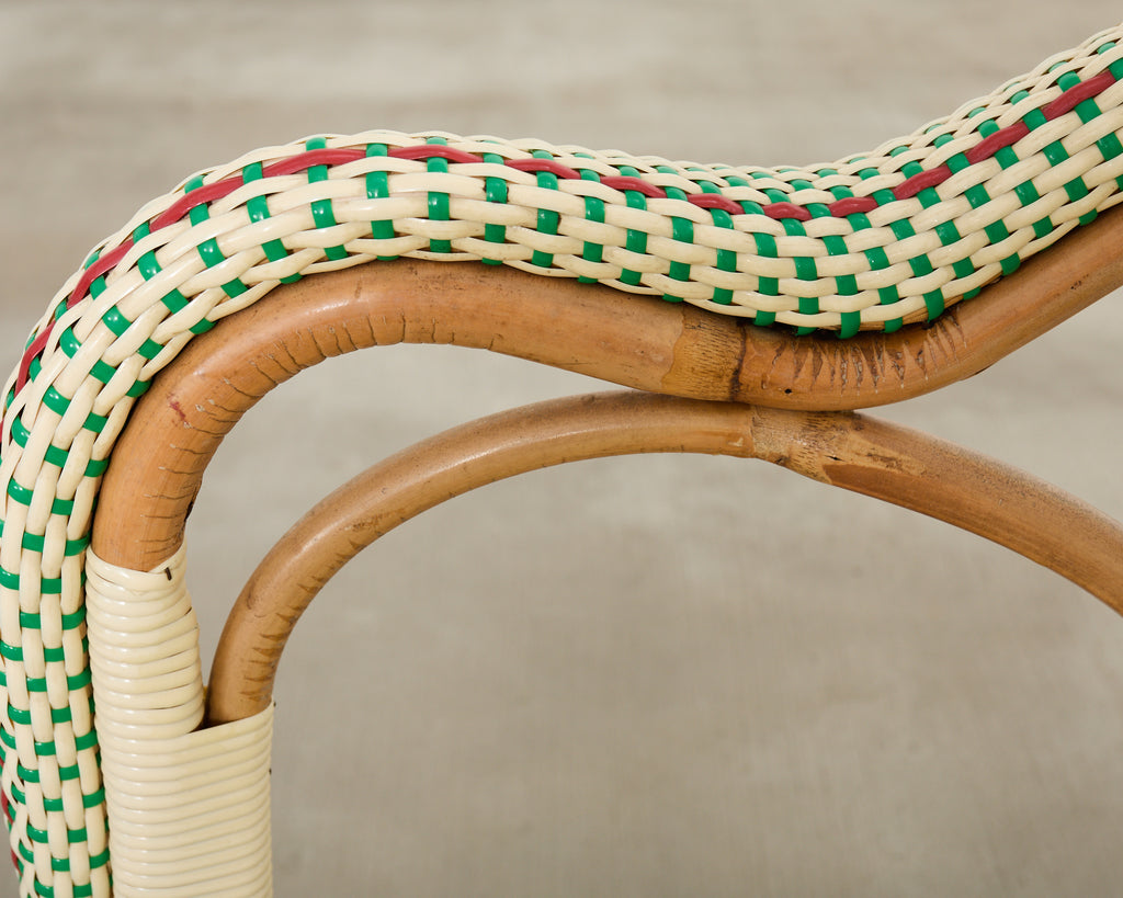 Pair of Maison Gatti Haussman Rattan Braided Bistro Armchairs