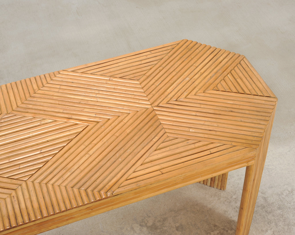 Organic Modern Pencil Reed Rattan Waterfall Console Table