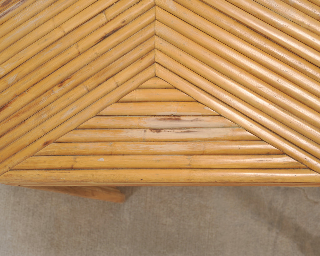 Organic Modern Pencil Reed Rattan Waterfall Console Table