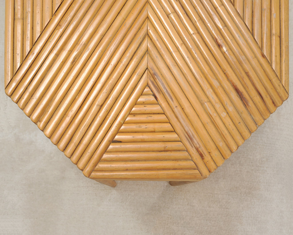 Organic Modern Pencil Reed Rattan Waterfall Console Table