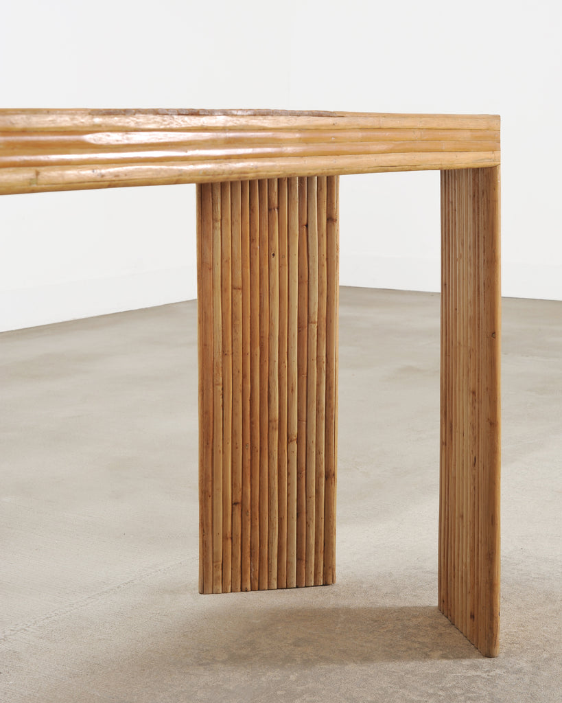 Organic Modern Pencil Reed Rattan Waterfall Console Table