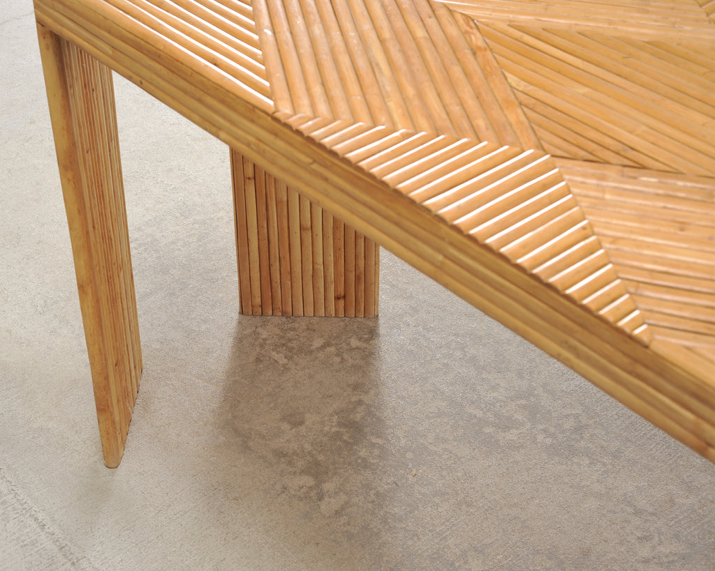 Organic Modern Pencil Reed Rattan Waterfall Console Table