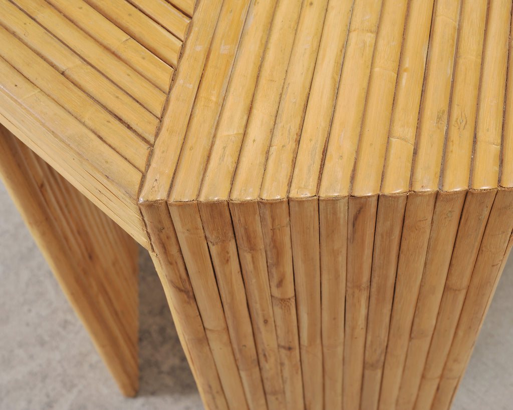 Organic Modern Pencil Reed Rattan Waterfall Console Table