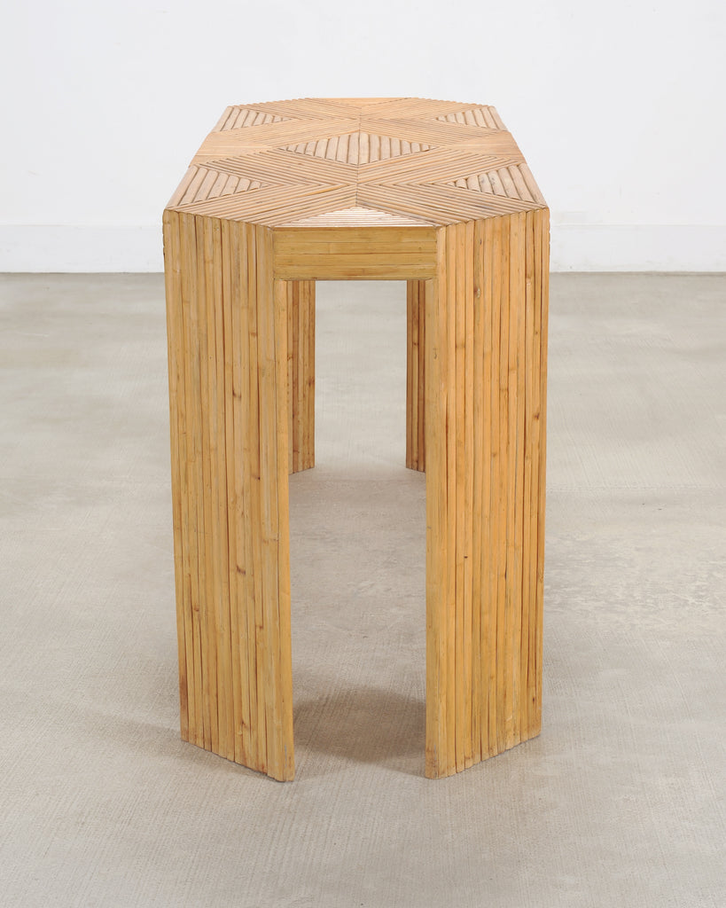 Organic Modern Pencil Reed Rattan Waterfall Console Table