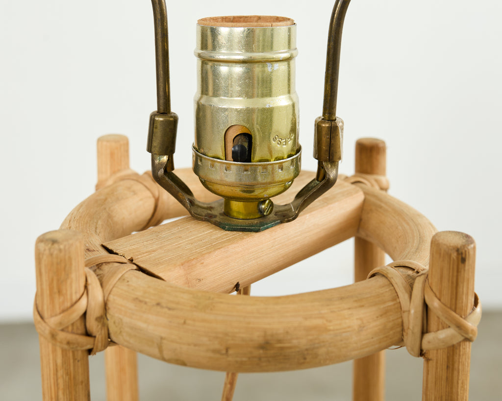 Pair of Franco Albini Style Organic Modern Rattan Floor Lamps