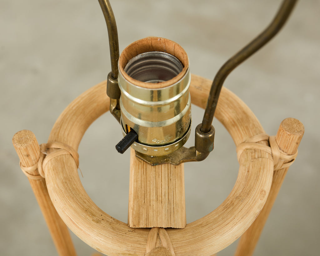 Pair of Franco Albini Style Organic Modern Rattan Floor Lamps