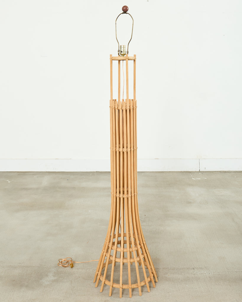 Pair of Franco Albini Style Organic Modern Rattan Floor Lamps