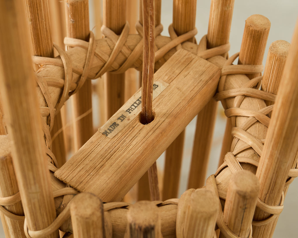 Pair of Franco Albini Style Organic Modern Rattan Floor Lamps