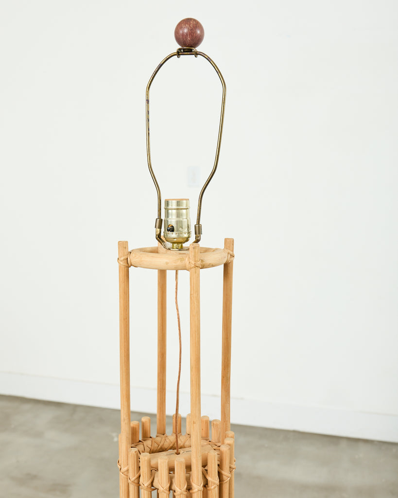 Pair of Franco Albini Style Organic Modern Rattan Floor Lamps