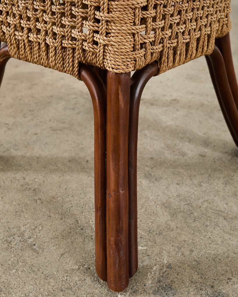 Set of Four Organic Modern Rattan Dining Chairs and Table