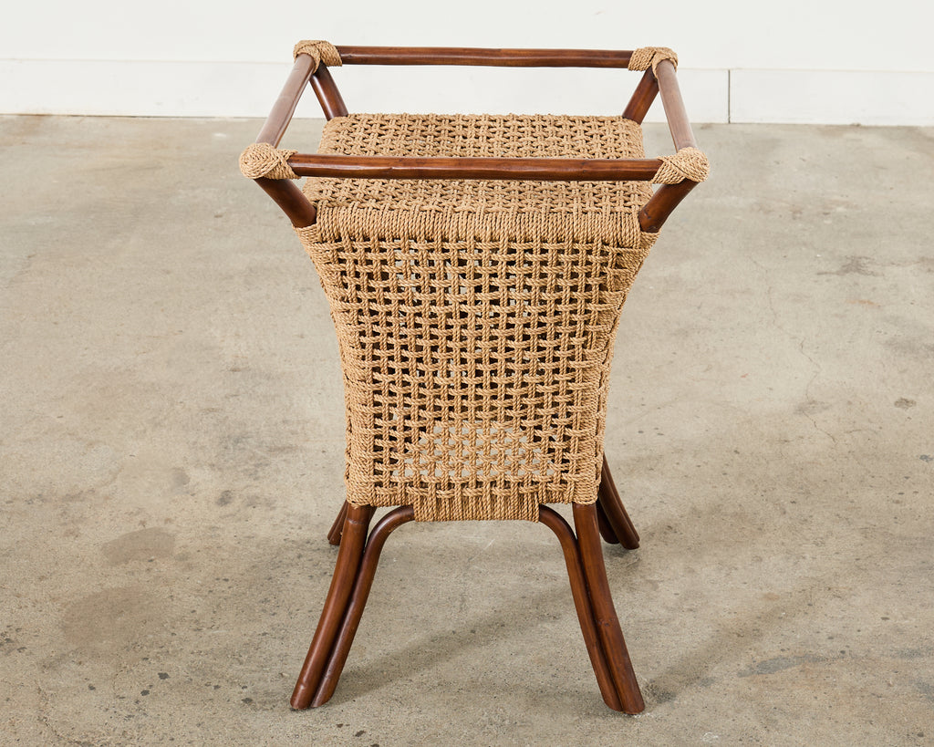 Set of Four Organic Modern Rattan Dining Chairs and Table