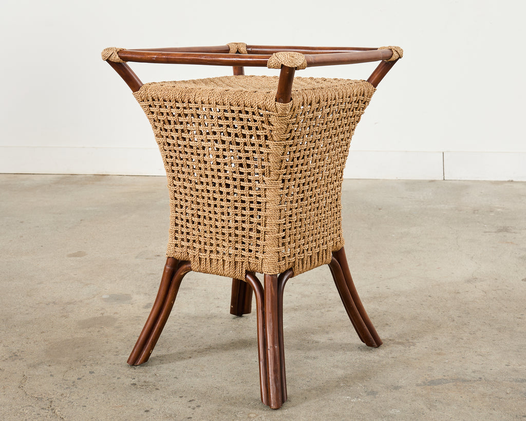 Set of Four Organic Modern Rattan Dining Chairs and Table