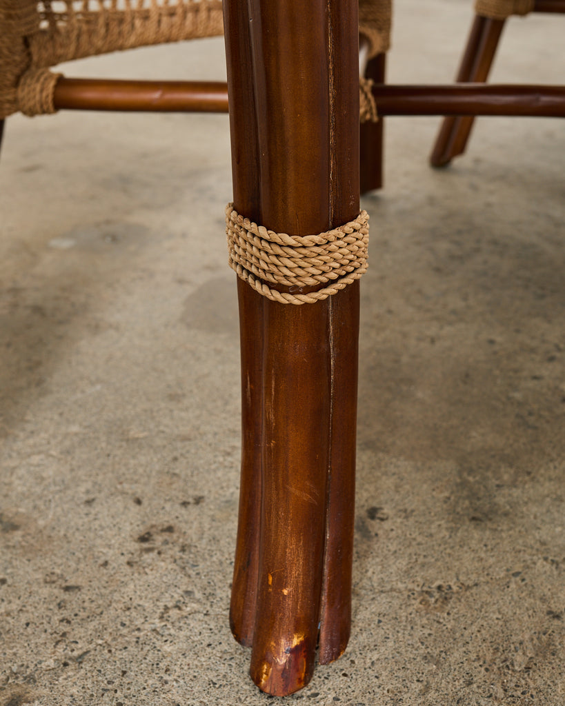 Set of Four Organic Modern Rattan Dining Chairs and Table