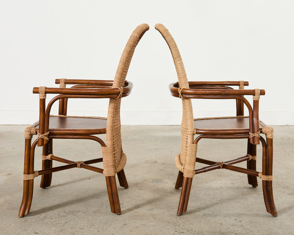 Set of Four Organic Modern Rattan Dining Chairs and Table