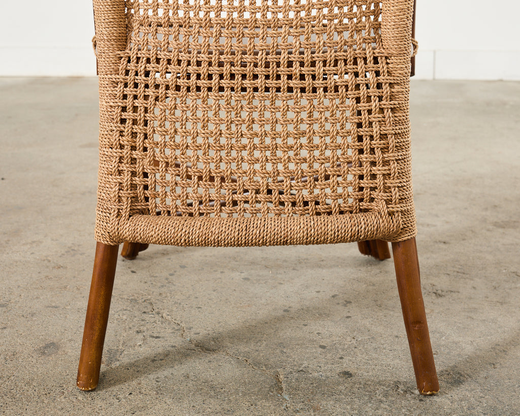 Set of Four Organic Modern Rattan Dining Chairs and Table