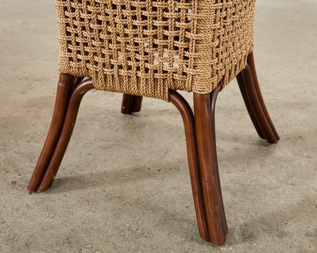 Set of Four Organic Modern Rattan Dining Chairs and Table