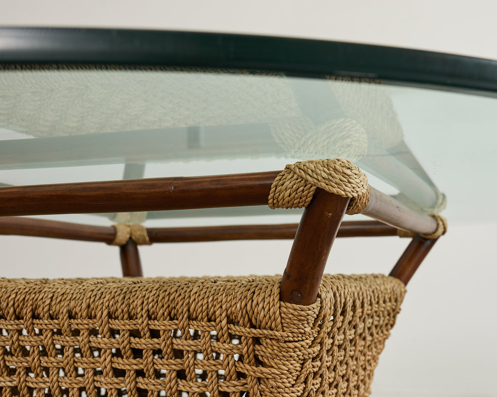 Set of Four Organic Modern Rattan Dining Chairs and Table