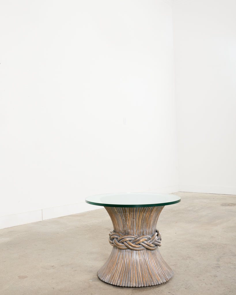 McGuire Organic Modern Cerused Rattan Bamboo Drinks Table