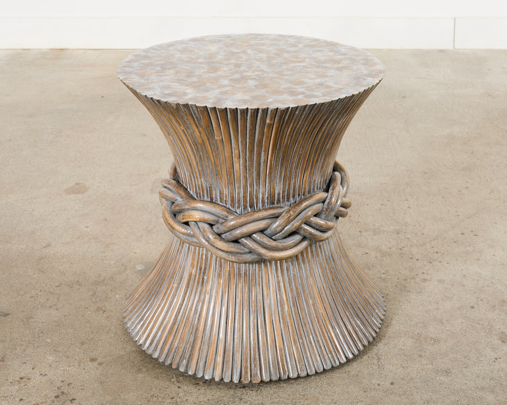 McGuire Organic Modern Cerused Rattan Bamboo Drinks Table