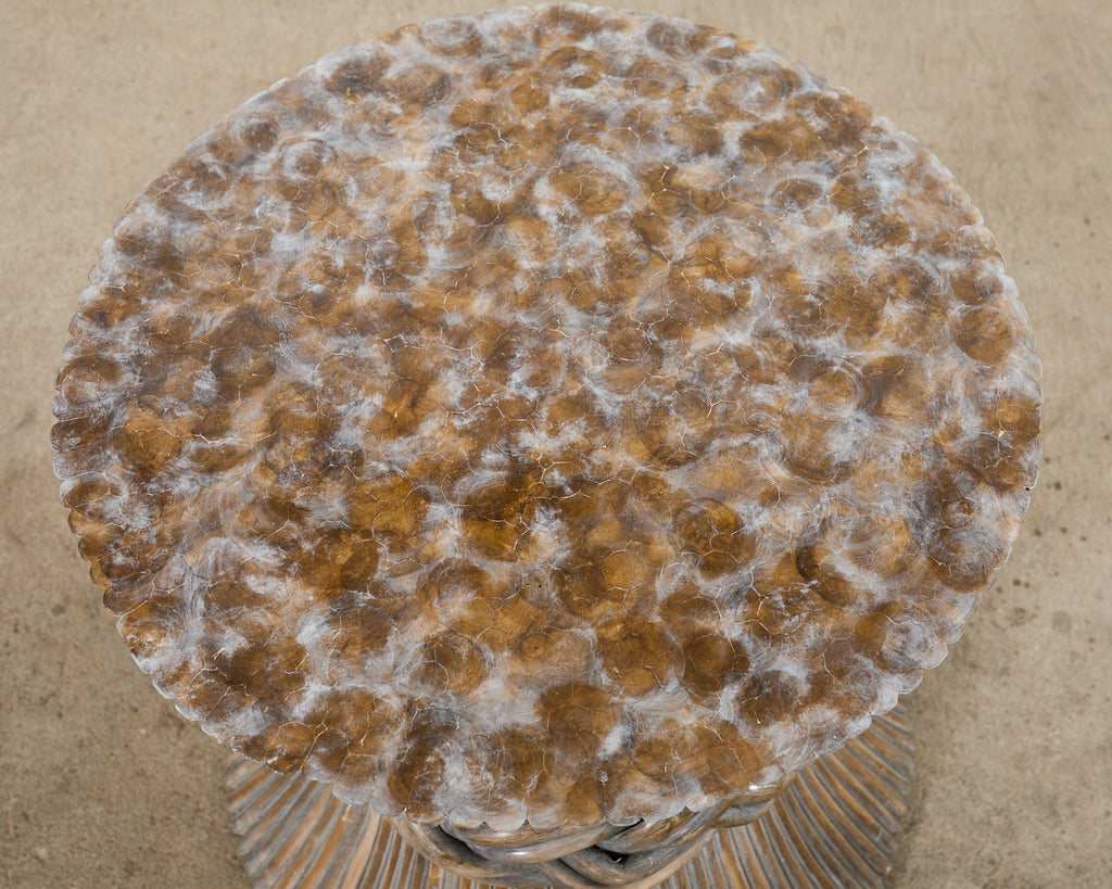 McGuire Organic Modern Cerused Rattan Bamboo Drinks Table