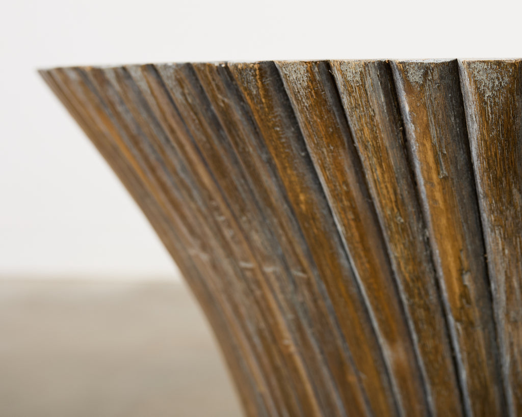 McGuire Organic Modern Cerused Rattan Bamboo Drinks Table