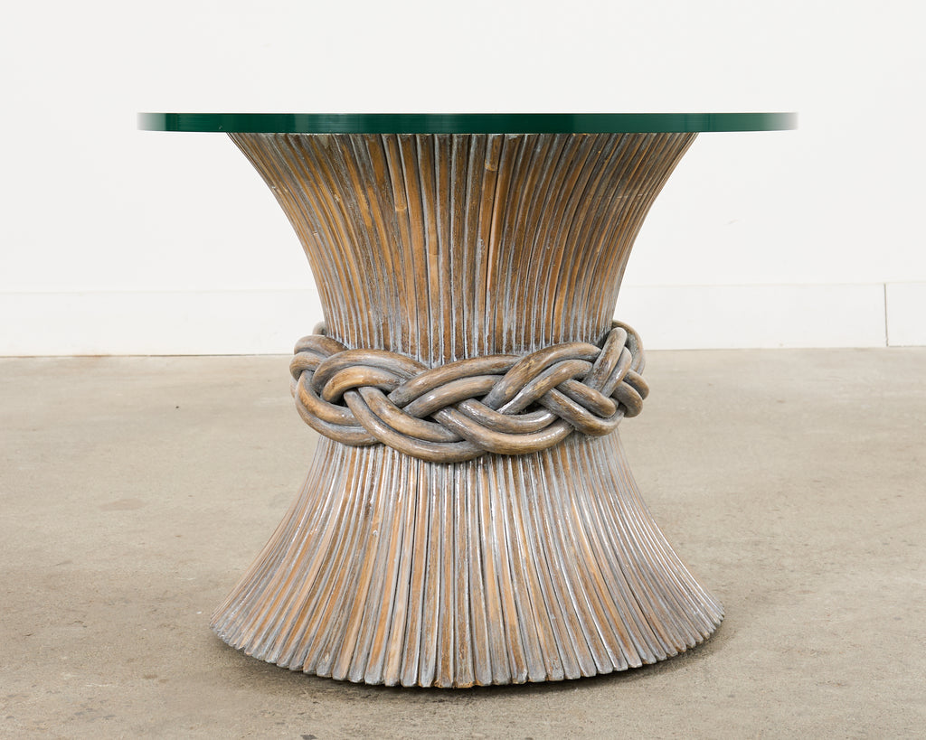 McGuire Organic Modern Cerused Rattan Bamboo Drinks Table