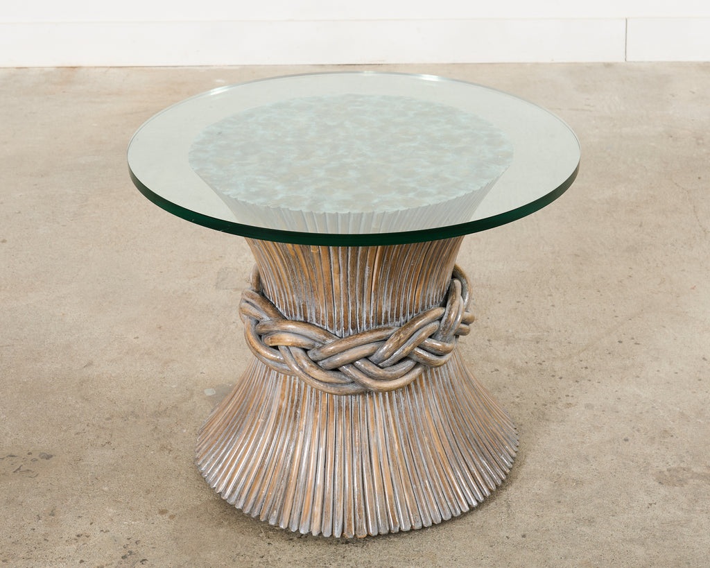 McGuire Organic Modern Cerused Rattan Bamboo Drinks Table