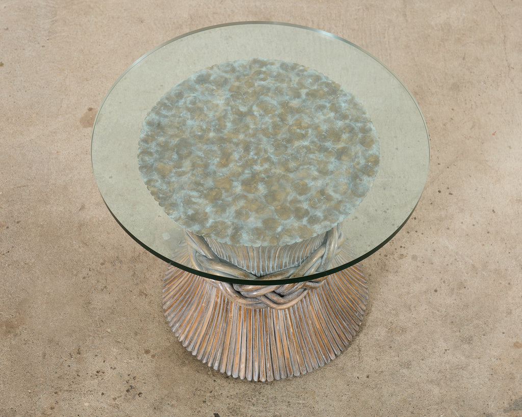 McGuire Organic Modern Cerused Rattan Bamboo Drinks Table