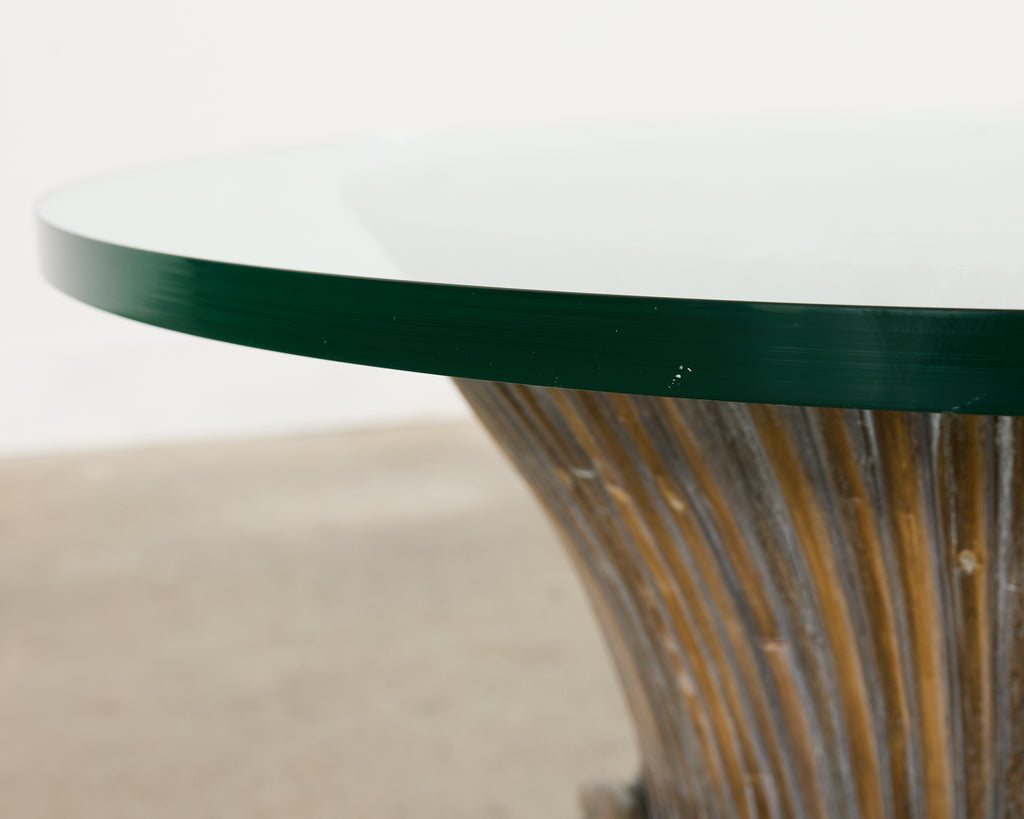 McGuire Organic Modern Cerused Rattan Bamboo Drinks Table