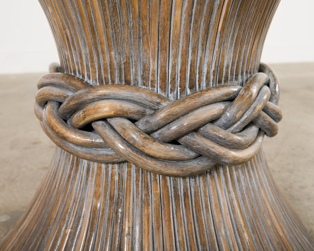 McGuire Organic Modern Cerused Rattan Bamboo Drinks Table