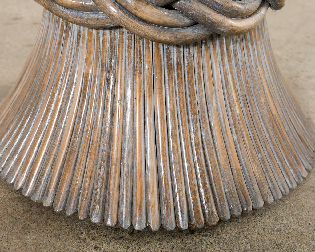 McGuire Organic Modern Cerused Rattan Bamboo Drinks Table