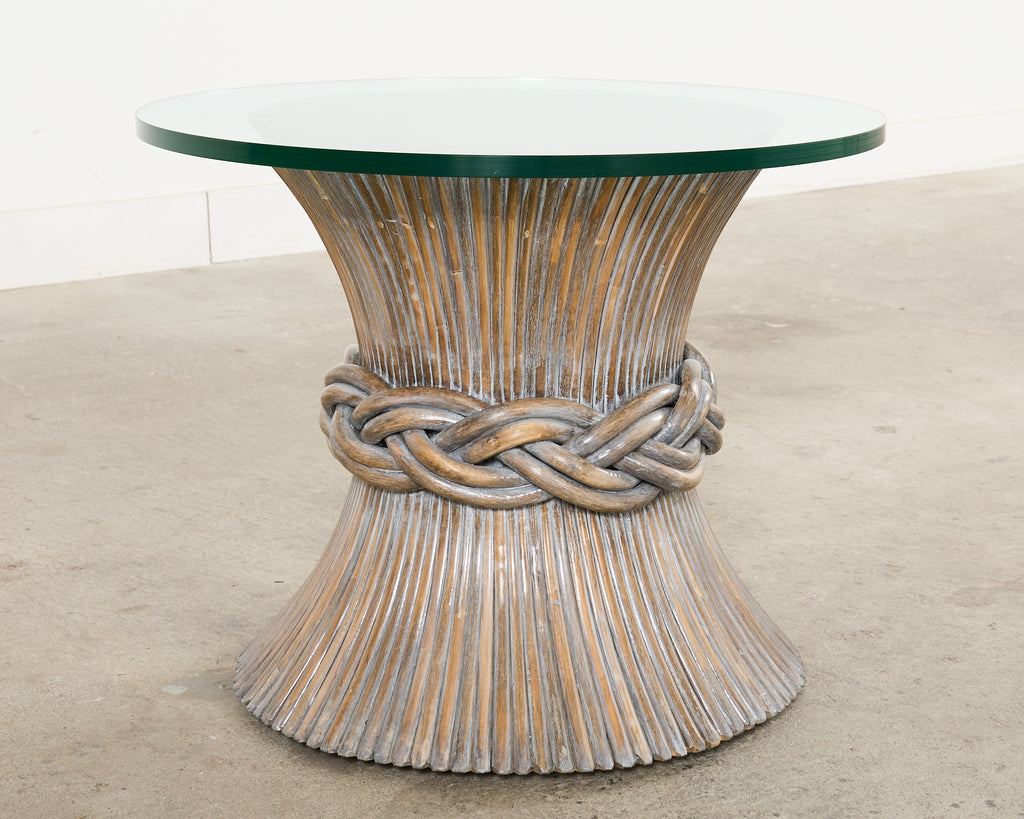 McGuire Organic Modern Cerused Rattan Bamboo Drinks Table