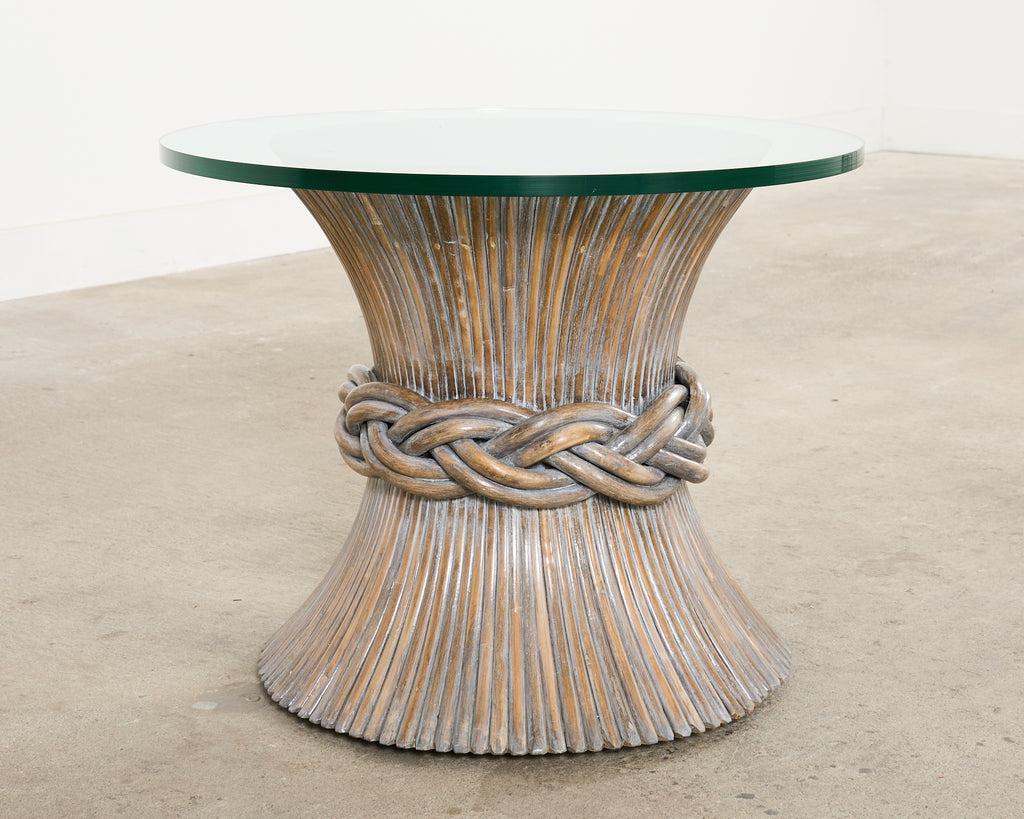 McGuire Organic Modern Cerused Rattan Bamboo Drinks Table