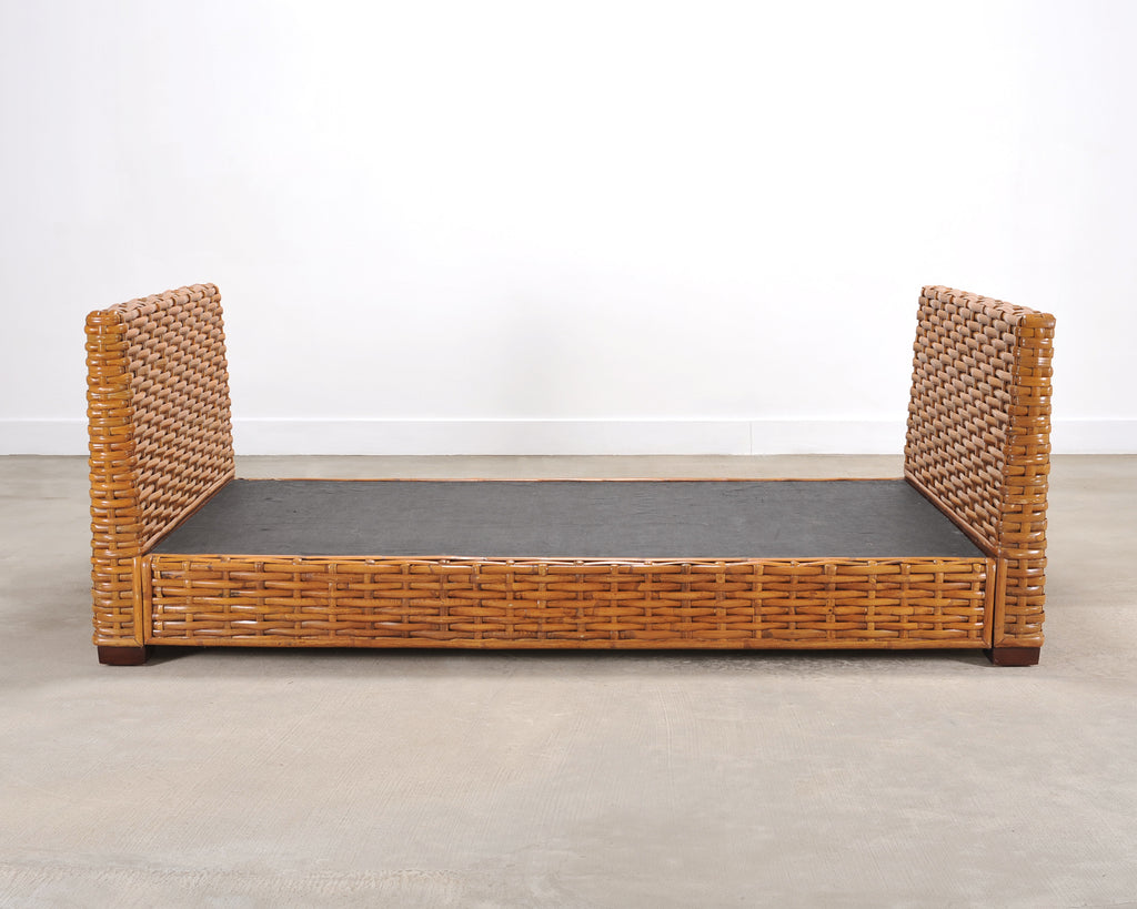 Ralph Lauren Style Organic Modern Woven Wicker Rattan Bed