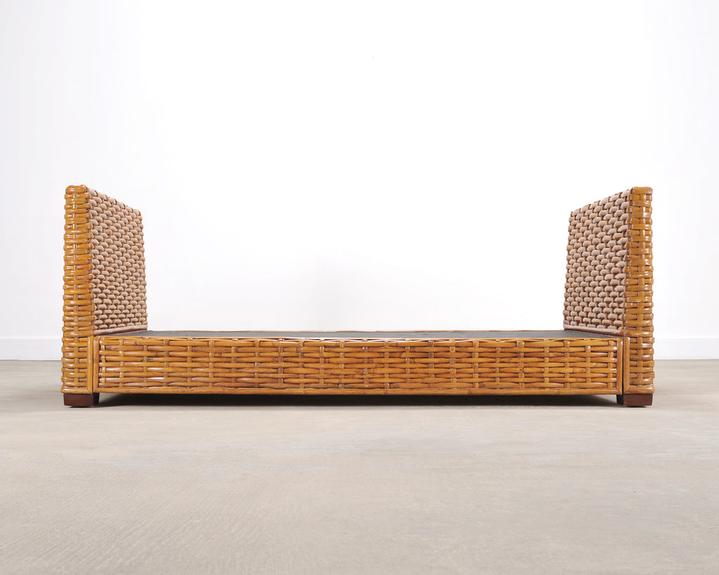 Ralph Lauren Style Organic Modern Woven Wicker Rattan Bed